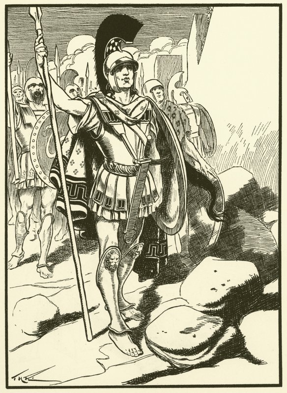 Les Grecs devant Troie (gravure) - Thomas Heath Robinson