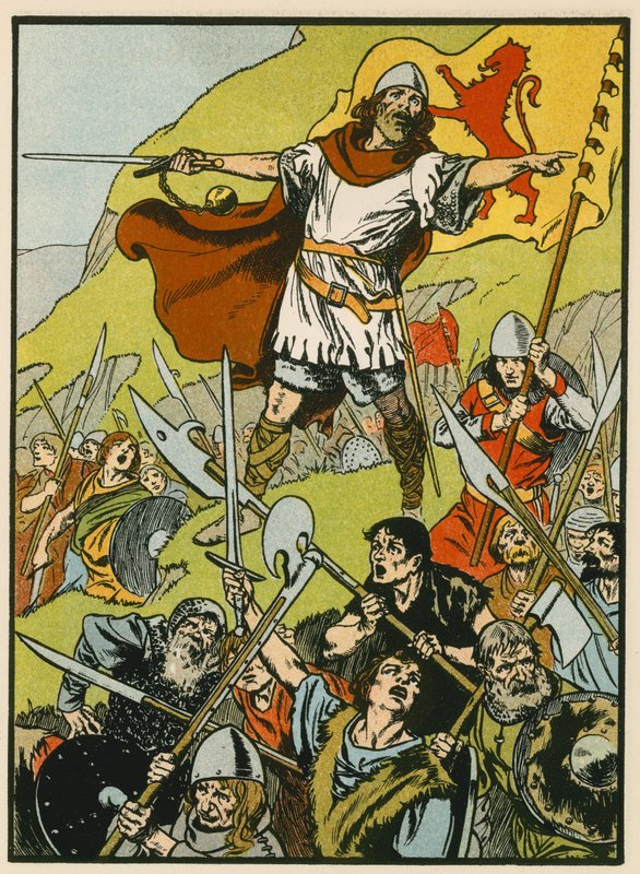 Wallace dirigeant ses soldats (lithographie couleur) - Thomas Heath Robinson