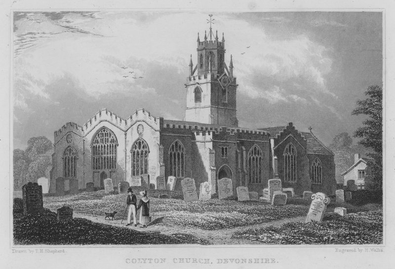 Église de Colyton, Devonshire (gravure) - Thomas Hosmer (after) Shepherd