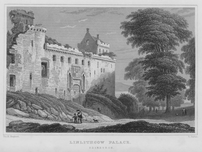 Palais de Linlithgow, Édimbourg (gravure) - Thomas Hosmer Shepherd