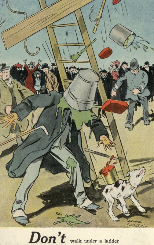 Homme marchant sous une échelle - Tony Sarg