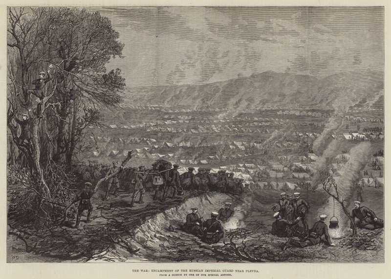 La guerre, campement de la garde impériale russe près de Plevna - Walter Paget