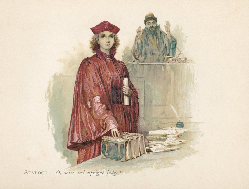 Portia et Shylock dans Le Marchand de Venise - Walter Stanley Paget