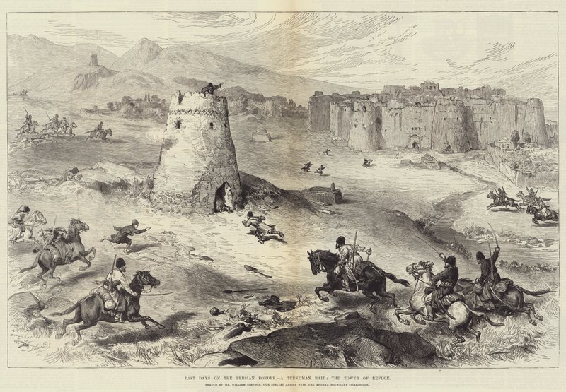 Jours passés à la frontière persane, un raid turcoman, la Tour du Refuge - William Crimea Simpson