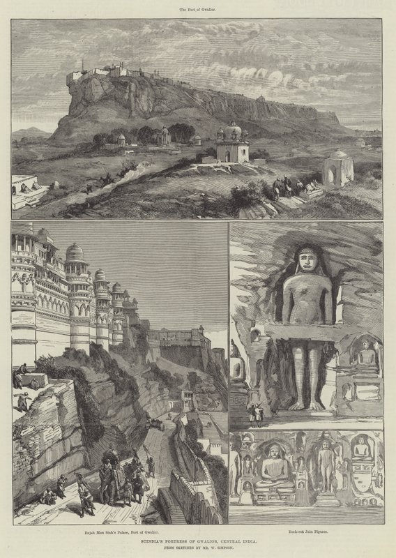 Forteresse de Scindia à Gwalior, Inde centrale - William Crimea Simpson