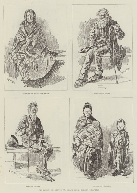 Les pauvres de Londres, croquis dans une maison de logement commune à Spitalfields - William Douglas Almond