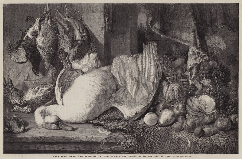 Cygne mort, gibier et fruits - William Duffield