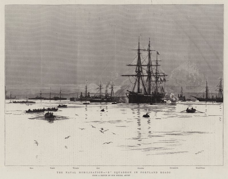 La mobilisation navale, escadron B dans les routes de Portland - William Lionel Wyllie