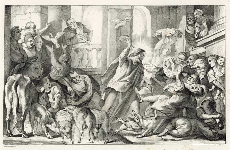 Jésus chassant les marchands du Temple - William Oliver