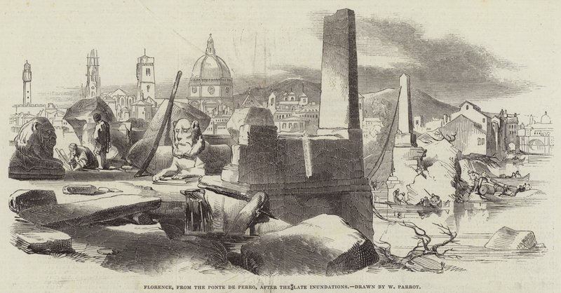 Florence, depuis le Ponte de Perro, après les dernières inondations - William Parrott