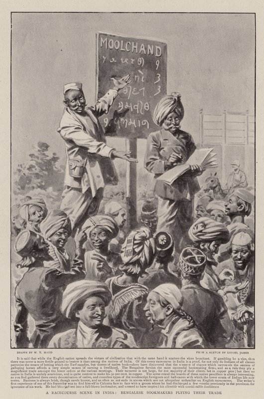 Scène de course en Inde, les bookmakers bengalis exerçant leur métier - William T. Maud