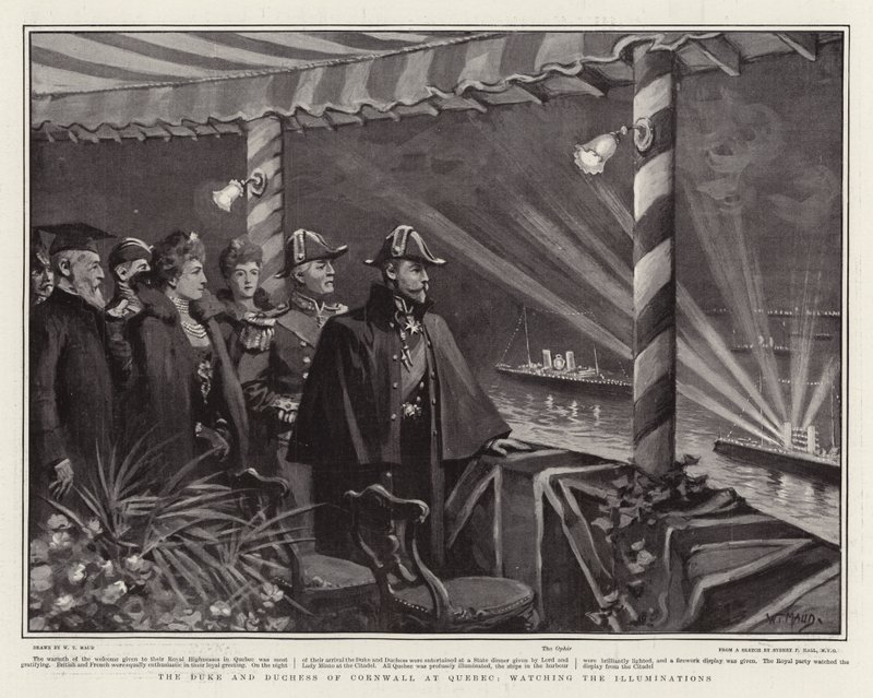 Le duc et la duchesse de Cornouailles à Québec, regardant les illuminations - William T. Maud