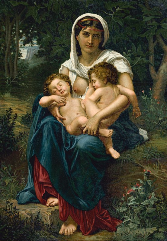 Charité (chromolithographie) - William Adolphe (after) Bouguereau