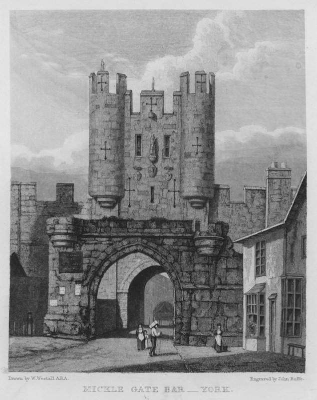 Mickle Gate Bar, York (gravure) - William (after) Westall
