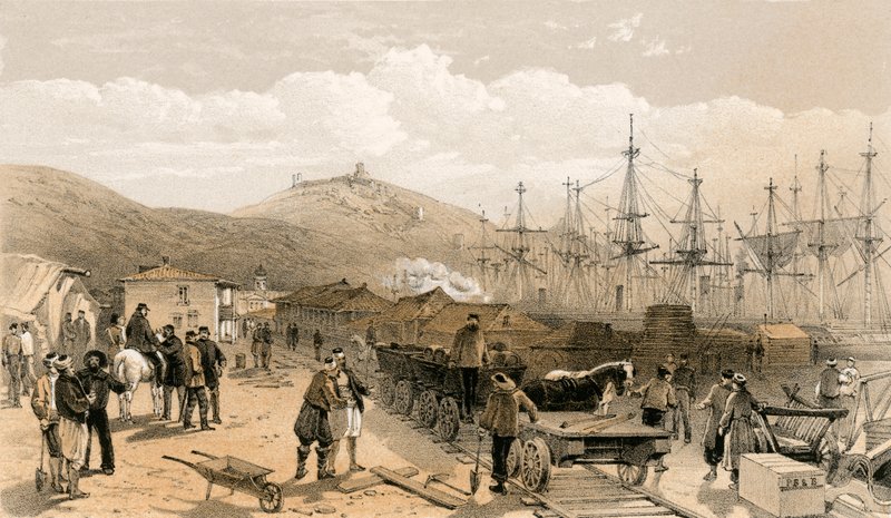 Le chemin de fer à Balaklava, vue vers le sud - William Crimea Simpson