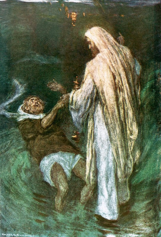 Christ marchant sur la mer - William Hatherell