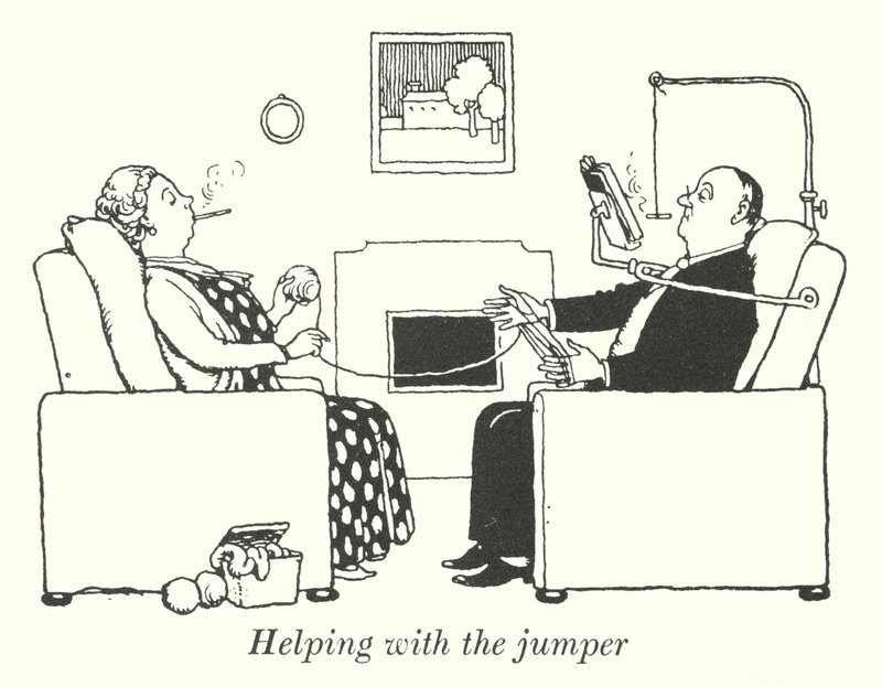 Aider avec le pull (lithographie) - William Heath Robinson