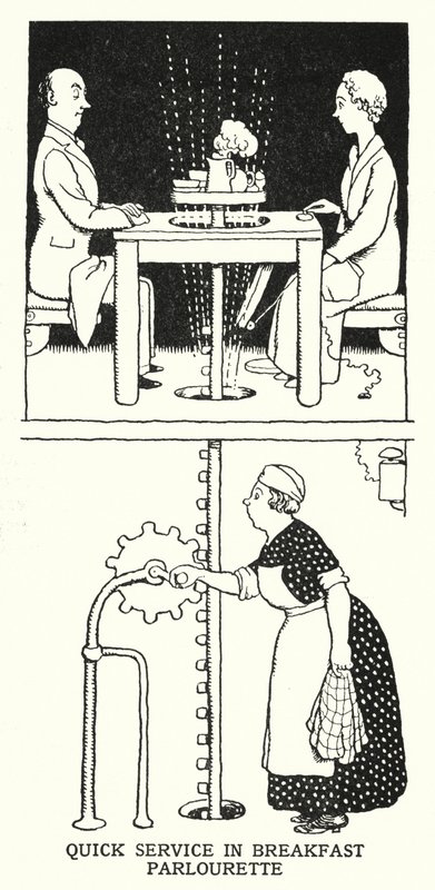 Service rapide dans le petit salon de petit-déjeuner - William Heath Robinson