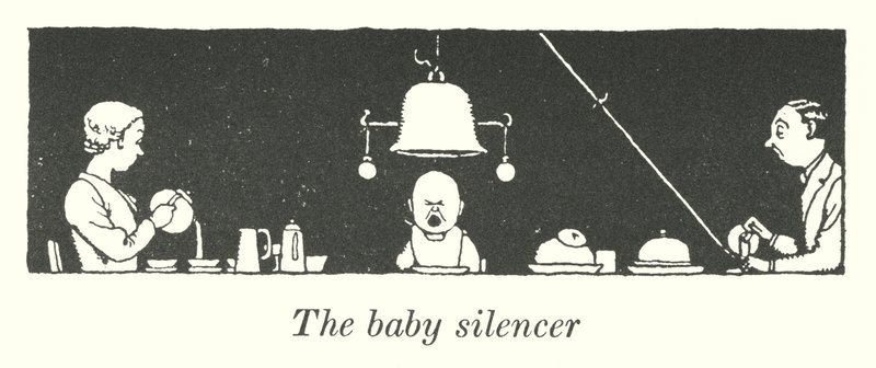 Le silencieux pour bébé (lithographie) - William Heath Robinson