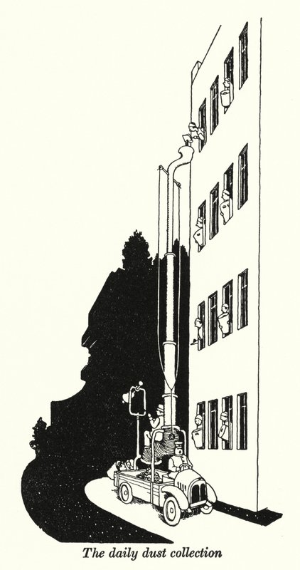 La collecte quotidienne de poussière (lithographie) - William Heath Robinson