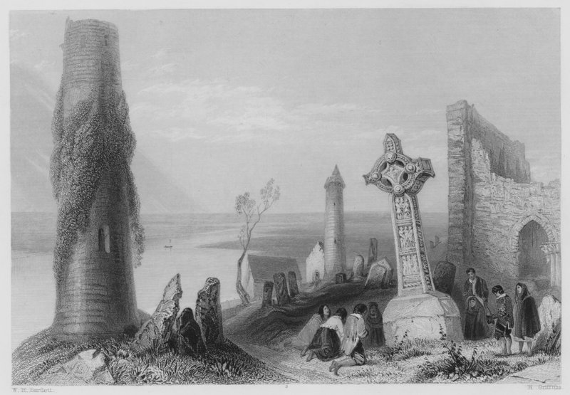 Ancienne croix, Clonmacnoise - William Henry (after) Bartlett