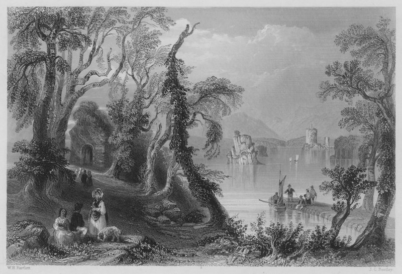 Innisfallen, lac de Killarney (gravure) - William Henry (after) Bartlett