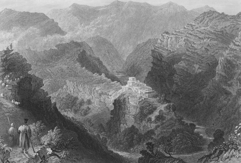 Château près de Djouni, Mont Liban - William Henry Bartlett