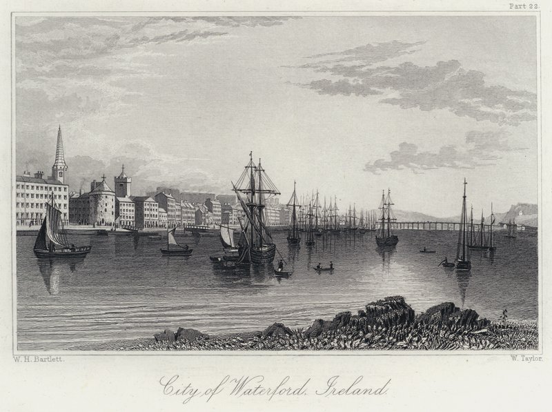Ville de Waterford, Irlande (gravure) - William Henry Bartlett