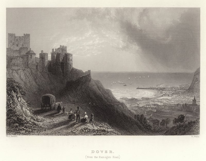 Douvres, (depuis la route de Ramsgate) - William Henry Bartlett
