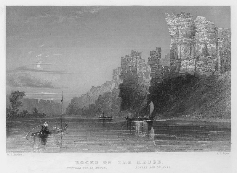 Rochers sur la Meuse (gravure) - William Henry Bartlett