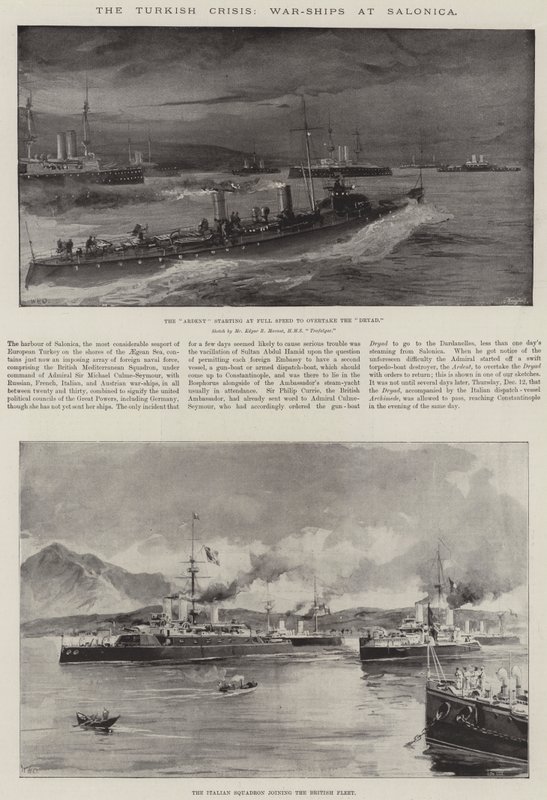 La crise turque, navires de guerre à Salonique - William Heysham Overend