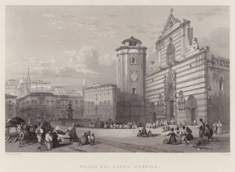 Piazza Del Duomo, Messine (gravure) - William Leighton Leitch
