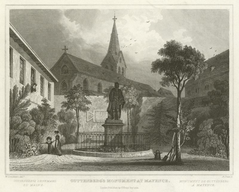 Monument de Gutenberg à Mayence - William Tombleson