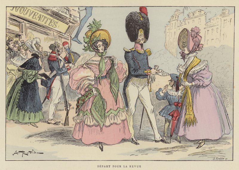 Départ pour la revue - after Albert Robida