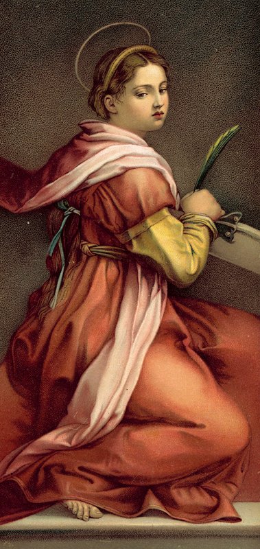 Sainte Catherine (chromolitho) - Andrea del (after) Sarto