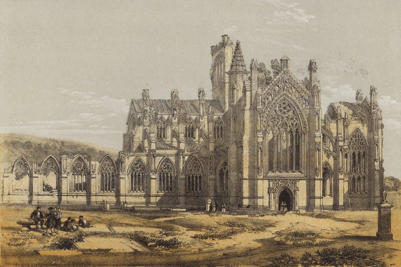 Abbaye de Melrose, vue du sud - after David Roberts