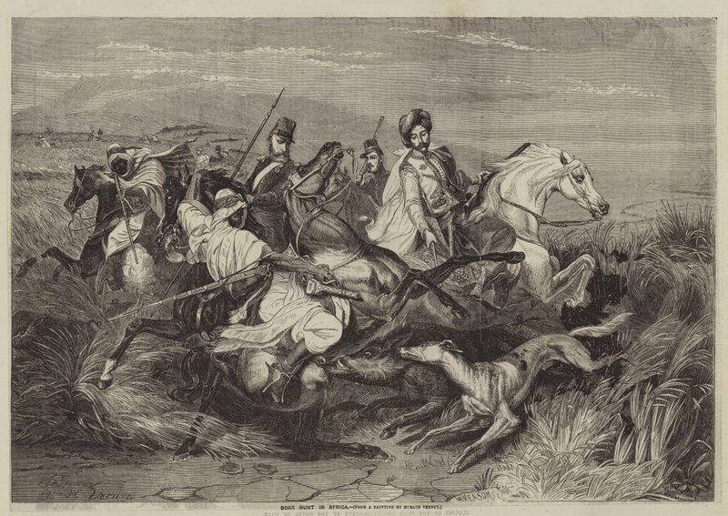Chasse au sanglier en Afrique - after Horace Vernet