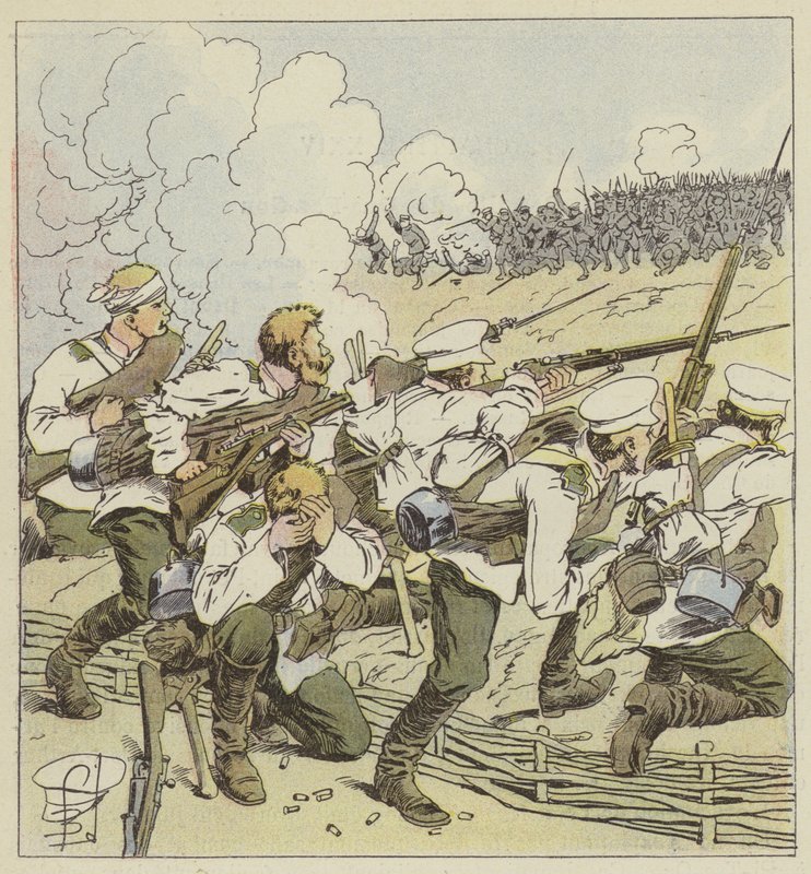 Les tirailleurs sibériens à Vafangou - after Louis Charles Bombled