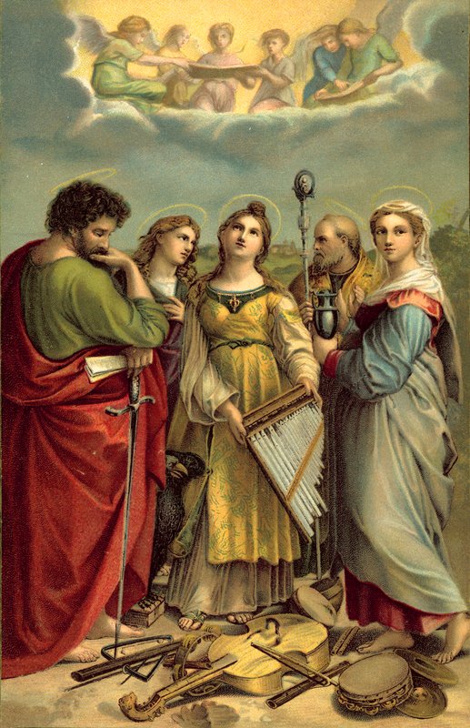 Sainte Cécile (chromolitho) - after Raphael