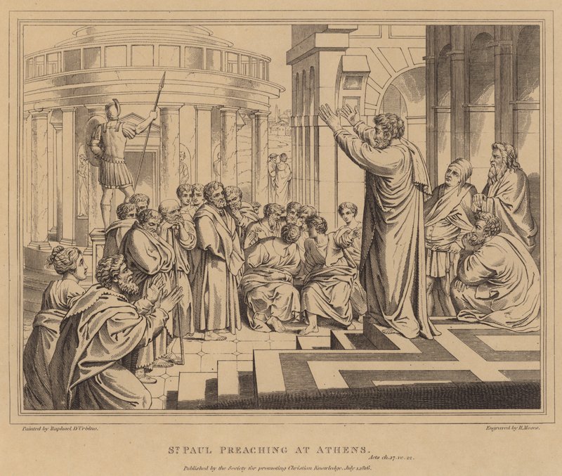 Saint Paul prêchant à Athènes, Actes - after Raphael