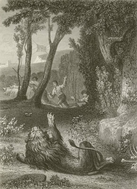 Le Lion et Le Moucheron - after Tony Johannot
